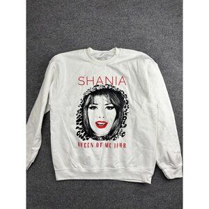 Shania Twain Sweatshirt Mens Large White Crewneck Pullover Queen Of Me Tour